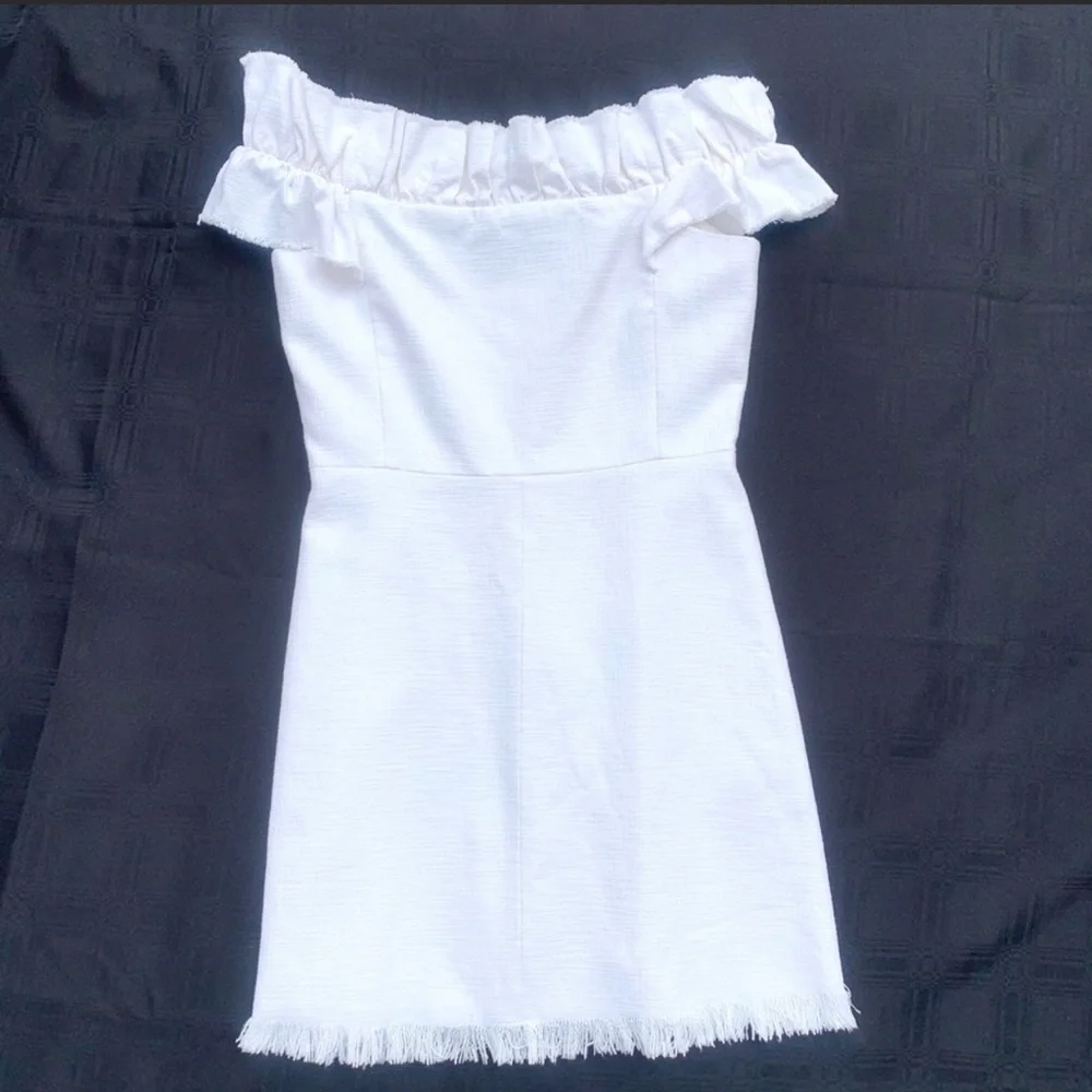 NWT Rebecca Taylor Women’s Winter White Ruffle Wedding Party Dress Size 4 - Picture 8 of 12